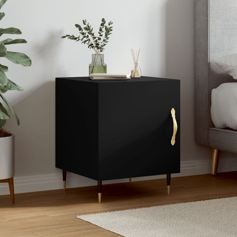 Vidaxl Nočný stolík čierny 40x40x50 cm kompozitné drevo